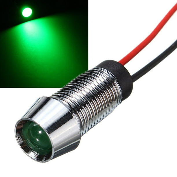 8mm 12V Green LED Metal Indicator Flashing Light Blinker